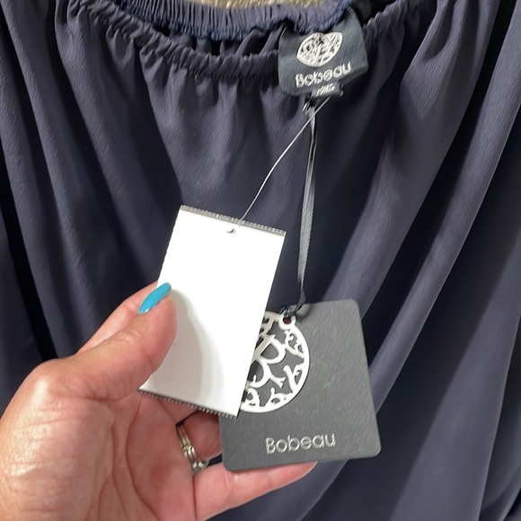 Bobeou NEW with tags One shoulder blouse . Dark Gray Size M - Picture 3 of 6